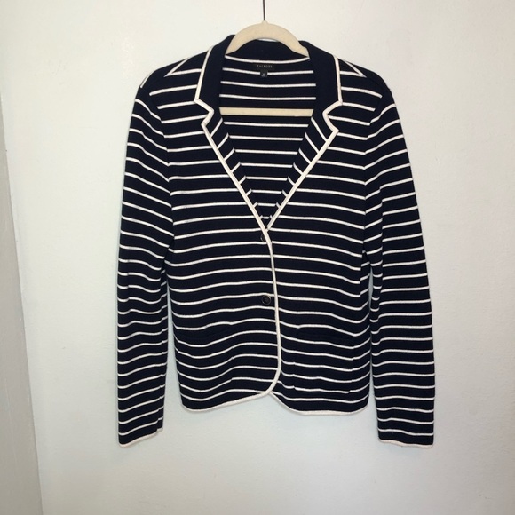 Talbots Jackets & Blazers - Talbots Navy and White Striped Blazer Medium